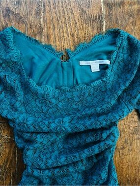Designer Diane Von Furstenberg Teal Lace Cocktail Dress, Mint condition Vintage